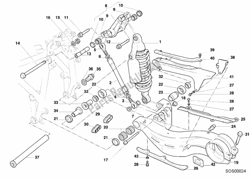 Tutte le parti per il Ammortizzatore Posteriore del Ducati Superbike 996 SPS III 2000